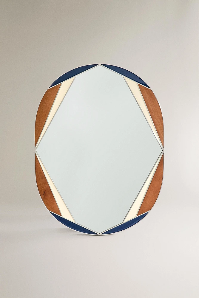 WALL MIRROR WITH IRREGULAR ENAMEL FRAME