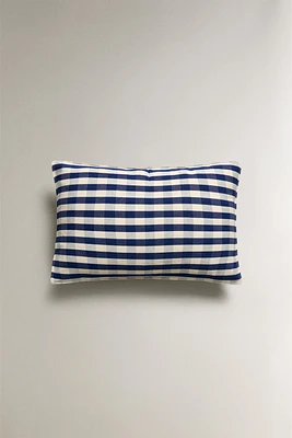 GINGHAM COTTON THROW PILLOW COVER X TENSIRA