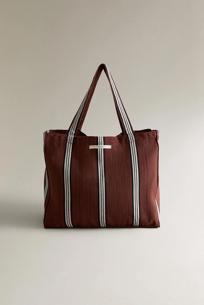 STRIPED COTTON TOTE BAG X TENSIRA