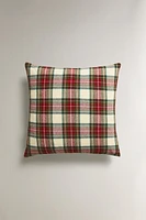 CHECK VELVET CHRISTMAS QUILT THROW PILLOW COVER