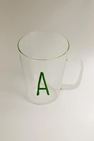 BOROSILICATE MUG WITH INITIAL A