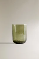 GLASS TUMBLER WITH STRIPES DESIGN