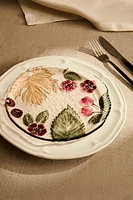 CHRISTMAS LEAVES FLORAL GLASS DESSERT PLATE