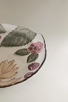 CHRISTMAS LEAVES FLORAL GLASS DESSERT PLATE