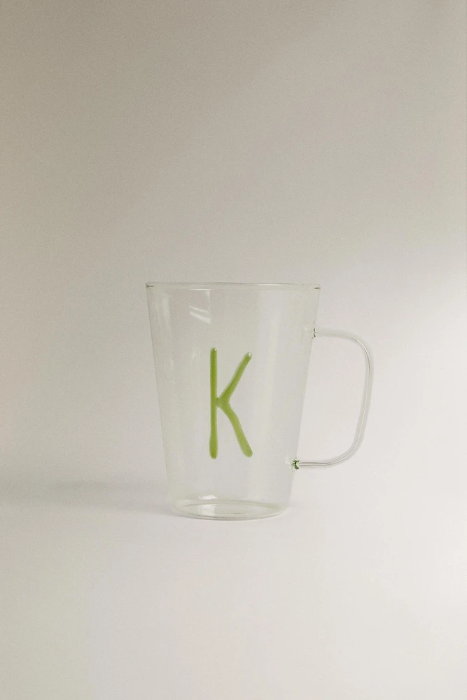 BOROSILICATE MUG WITH INITIAL K