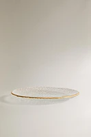 RAISED GLASS SERVICE PLATE WITH GOLD RIM