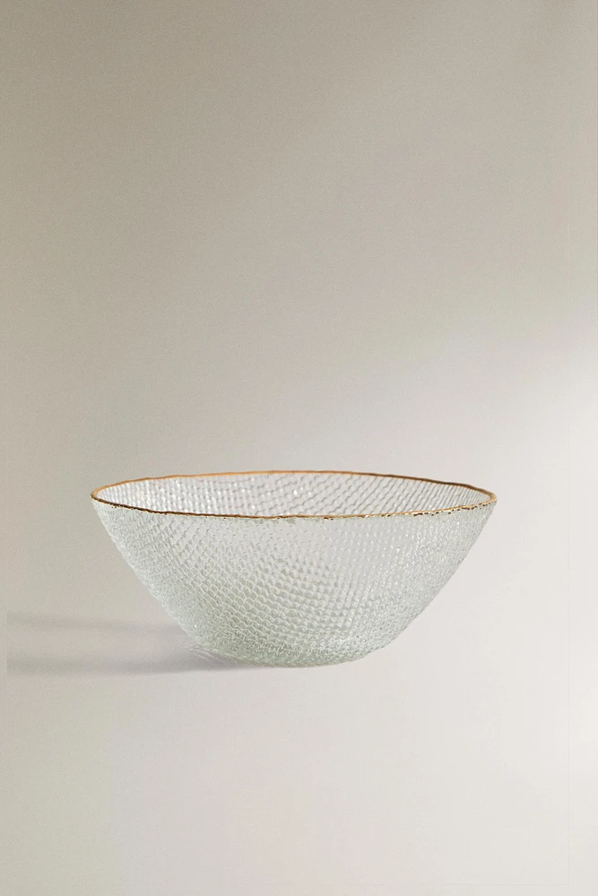 RAISED GLASS BOWL WITH GOLD RIM