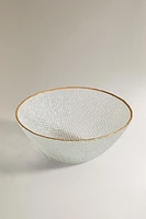 RAISED GLASS BOWL WITH GOLD RIM