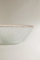 RAISED GLASS BOWL WITH GOLD RIM