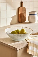 RAISED GLASS SALAD BOWL WITH A GOLDEN RIM