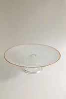 RAISED GLASS SERVING DISH WITH GOLD RIM