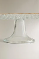 RAISED GLASS SERVING DISH WITH GOLD RIM