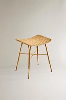 METAL STOOL WITH WOVEN RATTAN