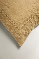 EMBROIDERED LINEN THROW PILLOW COVER