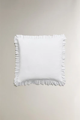 THROW PILLOW COVER WITH PLEATED RUFFLE