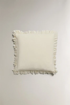 THROW PILLOW COVER WITH PLEATED RUFFLE