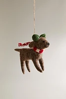 WOOL DOG WITH SCARF CHRISTMAS TREE ORNAMENT