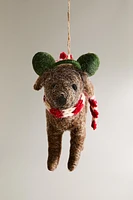 WOOL DOG WITH SCARF CHRISTMAS TREE ORNAMENT