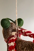 WOOL DOG WITH SCARF CHRISTMAS TREE ORNAMENT