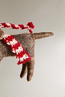 WOOL DOG WITH SCARF CHRISTMAS TREE ORNAMENT