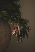 WOOL DOG IN SWEATER CHRISTMAS TREE ORNAMENT