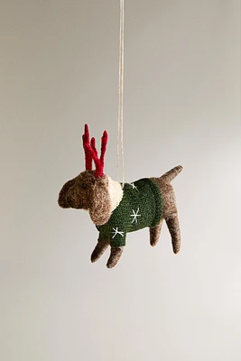 WOOL DOG IN SWEATER CHRISTMAS TREE ORNAMENT