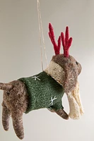 WOOL DOG IN SWEATER CHRISTMAS TREE ORNAMENT