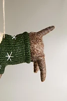 WOOL DOG IN SWEATER CHRISTMAS TREE ORNAMENT