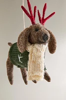 WOOL DOG IN SWEATER CHRISTMAS TREE ORNAMENT