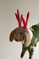 WOOL DOG IN SWEATER CHRISTMAS TREE ORNAMENT