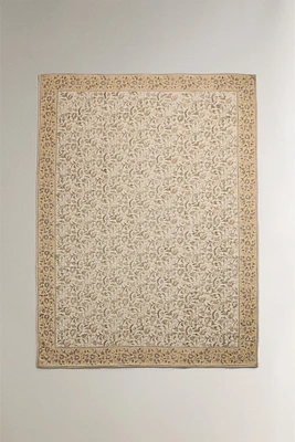 FLORAL BLOCK PRINT COTTON AREA RUG