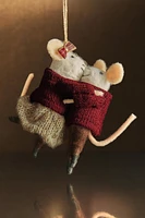 WOOL MOUSE COUPLE CHRISTMAS TREE ORNAMENT