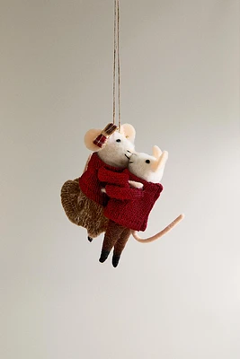 WOOL MOUSE COUPLE CHRISTMAS TREE ORNAMENT