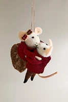 WOOL MOUSE COUPLE CHRISTMAS TREE ORNAMENT