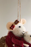 WOOL MOUSE COUPLE CHRISTMAS TREE ORNAMENT