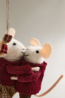 WOOL MOUSE COUPLE CHRISTMAS TREE ORNAMENT