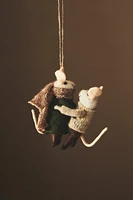 WOOL MOUSE FAMILY CHRISTMAS TREE ORNAMENT