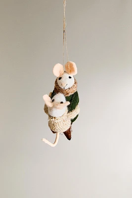 WOOL MOUSE FAMILY CHRISTMAS TREE ORNAMENT