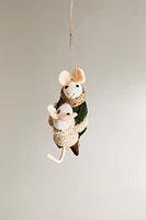 WOOL MOUSE FAMILY CHRISTMAS TREE ORNAMENT