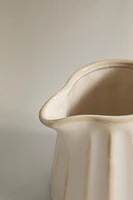 STONEWARE CREAM PITCHER WITH RAISED DESIGN