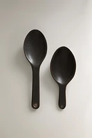 SET OF STONEWARE SPOONS WITH RAISED DETAIL (SET OF 2)