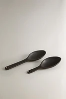 SET OF STONEWARE SPOONS WITH RAISED DETAIL (SET OF 2)