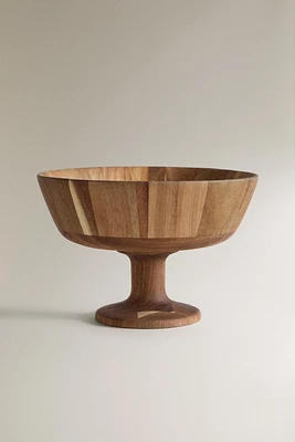 ACACIA WOOD FRUIT BOWL WITH STAND