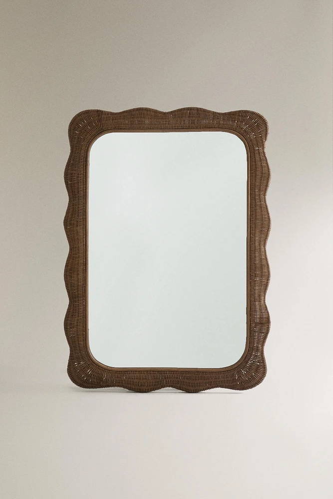 IRREGULAR RATTAN WALL MIRROR