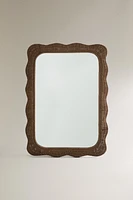 IRREGULAR RATTAN WALL MIRROR