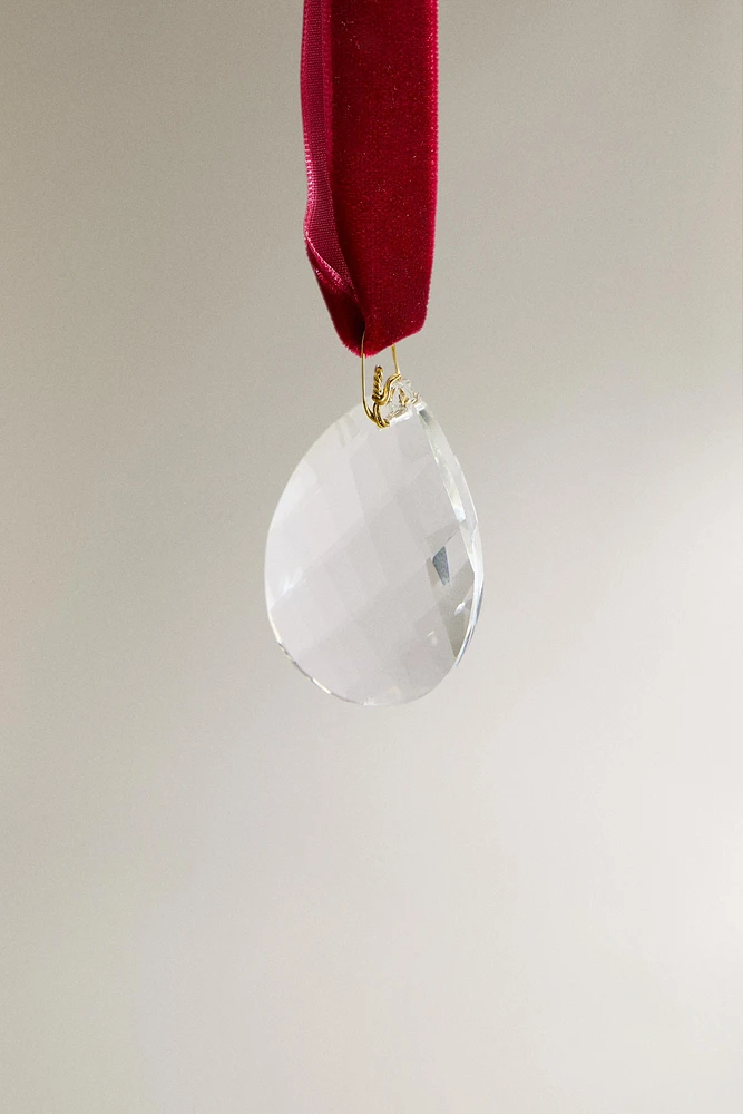 GLASS TEARDROP CHRISTMAS TREE DECORATION