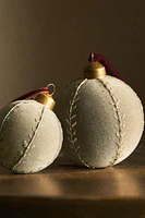 GLASS HERRINGBONE BALL CHRISTMAS TREE ORNAMENT