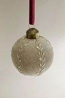 GLASS HERRINGBONE BALL CHRISTMAS TREE ORNAMENT