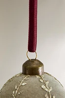 GLASS HERRINGBONE BALL CHRISTMAS TREE ORNAMENT