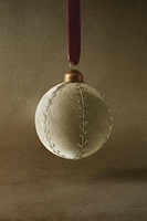 GLASS HERRINGBONE BALL CHRISTMAS TREE ORNAMENT